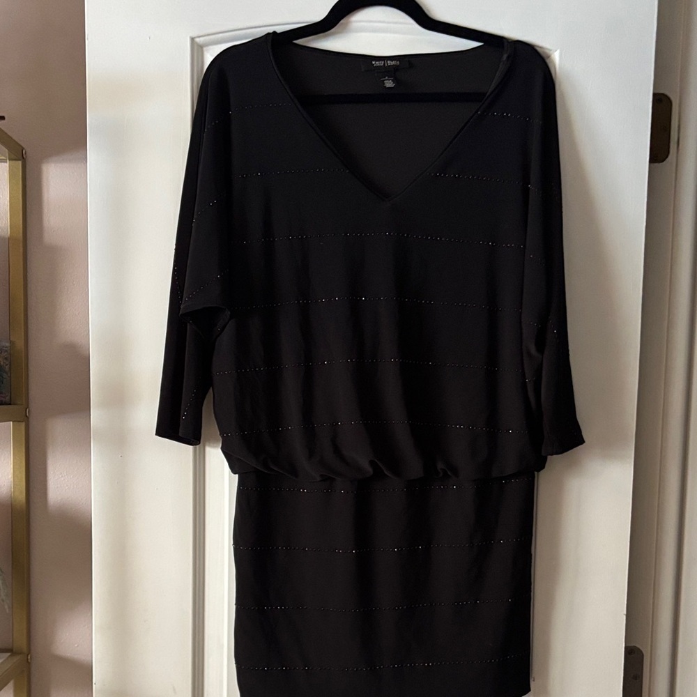 White House Black Market Elegant Black V-Neck Dress